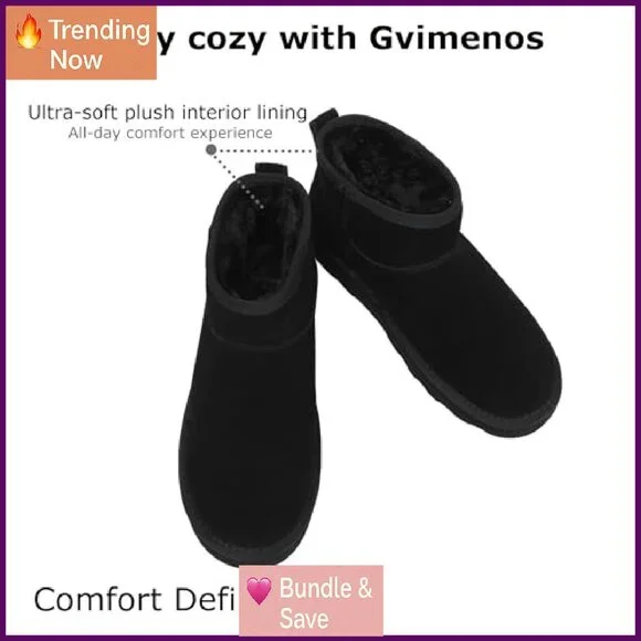 Women's Genuine Suede Winter Boots Water Resistant Faux Fur Lined Memory Foam